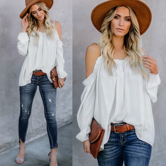 New Oversized Cold Shoulder Camisole Blouse Top - Picture 3 of 9